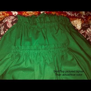 Girl’s Pa’u Hula Skirt/Shirt Set Solid Green (2pc)